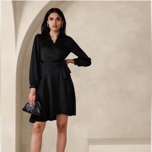 Benicia Satin Wrap Dress - Banana Republic